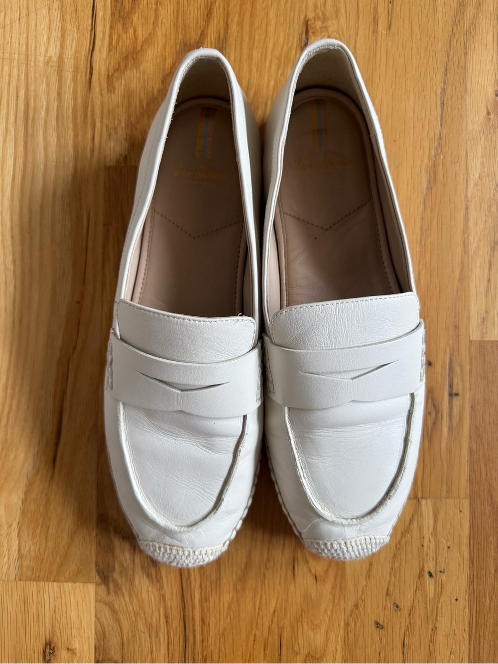 Sam Edelman Cream Leather Espadrille Loafers